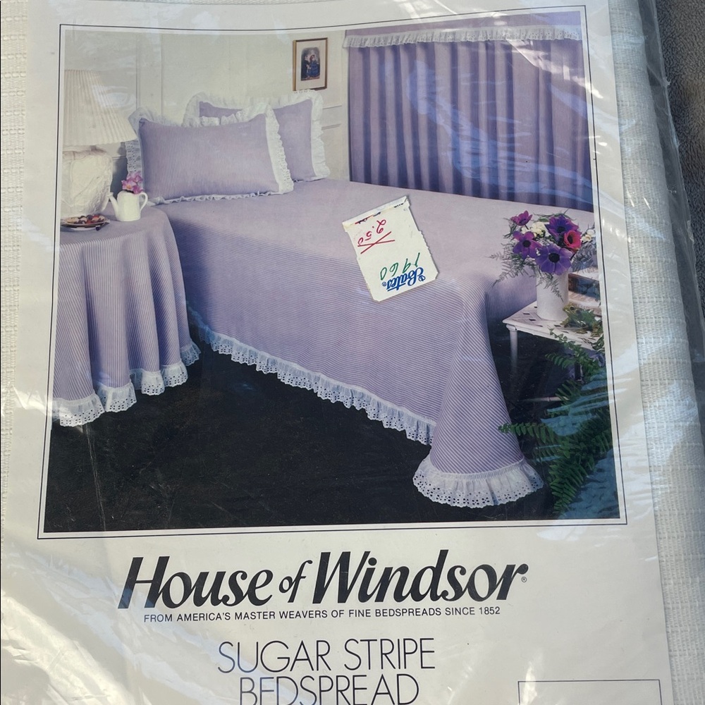 Vintage Bates House of Windsor Sugar Stripe Bedspread White